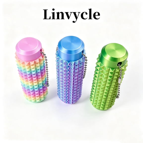 Linvycle 3 Pack Spiky Sensory Fidget Roller, Portable Anxiety Relief Handheld Textured Fidget Toy with Keychain, for Stress Focus, Multicolor