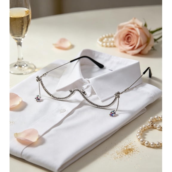Linvycle Half Frame Rhinestone Decor Glasses Frame, Curved No Lens Crystal Eyeglass with Dangling Flower Charms, Fashion Party Photo Prop Decorative Eyewear Accessory