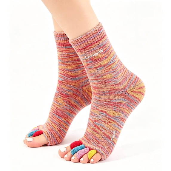 Linvycle Toe Separator Socks for Men & Women, Five Toe Alignment Socks, Bunion Relief Foot Alignment Socks for Yoga Daily Wear