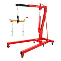 Linxin Trading Engine Hoist with 6 Movable Casters, 4400 Pound Folding Galvanized Carbon Steel Hydraulic Car Lift, Heavy-Duty Engine Hoist with Engine Leveling Tool (8-Ton Hydraulic Pump)