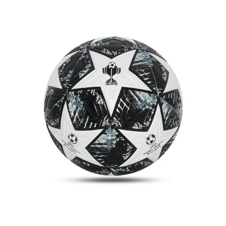 Linxport 1pc Size 5 Standard Indoor Outdoor Match Training Gift Inflatable PU Leather Black Football (Not Inflated)