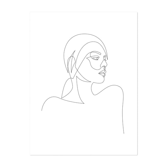 Liny - Line Drawing Line Art Minimalist Modern Art Abstract Portrait Illustration Sketch Unframed Wall Art Print 36 x 48 inches