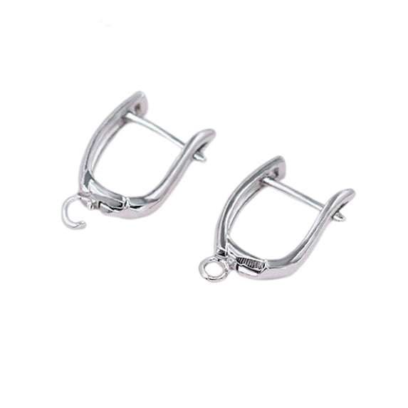 Linyer 1 Pair Earring Hook Solid Color Electroplated Replacement U Shape Eardrop Pendant Jewelry Making Findings Accessories White Gold