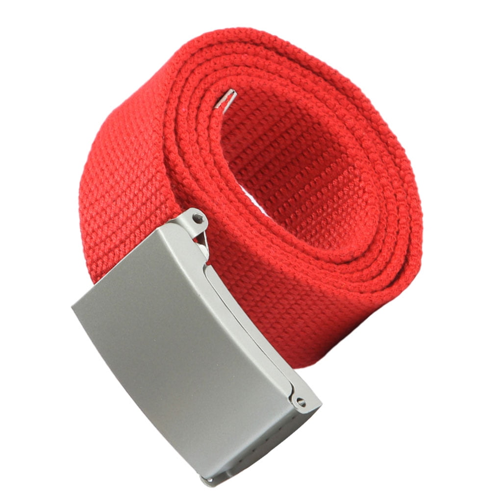 Linyer 100cm/1m Belt Canvas Solid Color Metal Buckle Waist Strap
