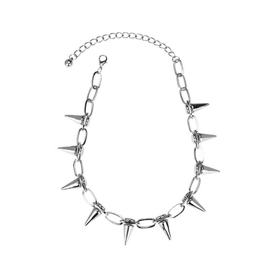 Linyer 1PCS Rivet Necklace Punk Goth Handmade Rivets Chokers Necklace Rock silver