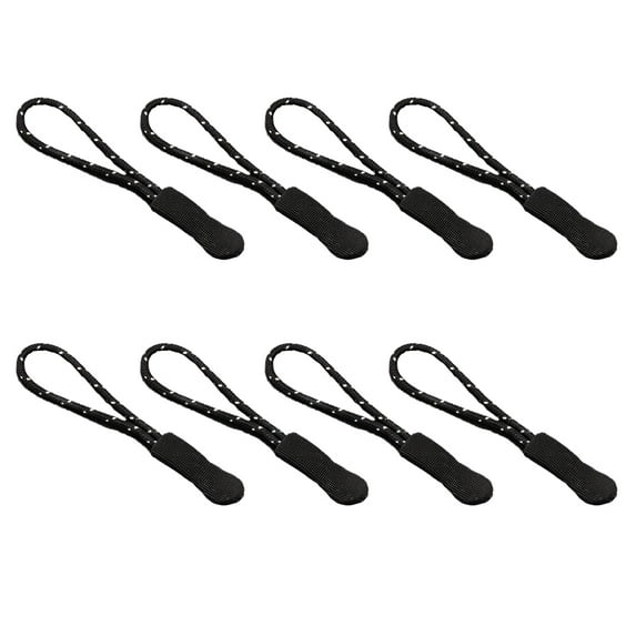 Linyer 8 Pieces Zipper Pull Puller Lightweight Rope Fixer Multi-Purpose Replacement Buckle Bags Suitcase Accessories Textiles Black+Black White