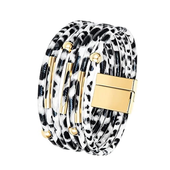 Linyer Bracelets Earrings Leopard Print Pendant Attractive Wristband Vintage Style Good Craftsmanship Fashion Jewelry for Women Girls white