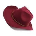 thumbnail image 1 of Linyer Cowboy Hats Special Design Comfortable Male Caps Braided Straps Simple Style Lightness Cap Outdoor Birthday Gifts Wine red M（56-58cm）, 1 of 7
