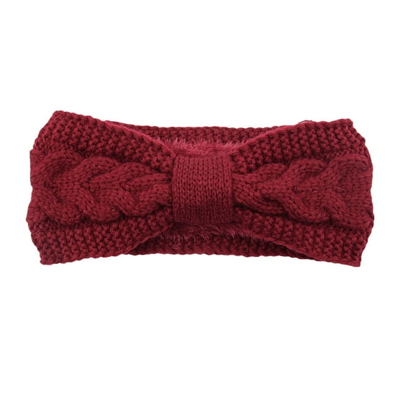 Linyer Crochet Headbands Winter Windproof Elastic Bowknot Wide Hairbands Ear Warmer Headband Hair Styling Accessories Gifts for Women Jujube red