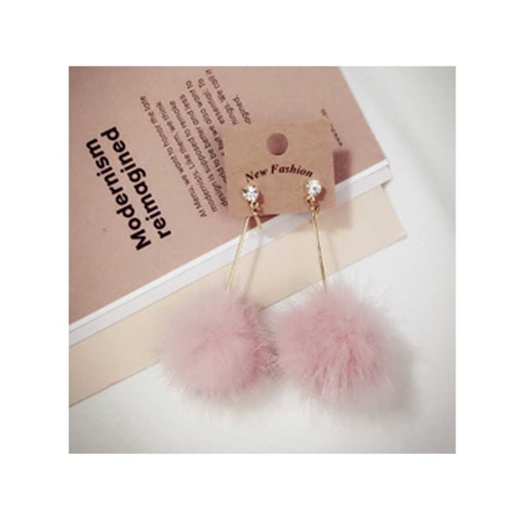 Linyer Drop Earrings Korean Style Popular Accessories Long Pattern Alloy Ball Earring Anniversary Gift Daily Wear Ear Stud for Wedding Pink+Rhinestone