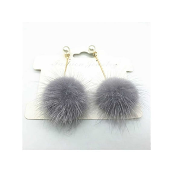 Linyer Drop Earrings Korean Style Popular Accessories Long Pattern Alloy Ball Earring Anniversary Gift Daily Wear Ear Stud for Wedding Gray+Pearl