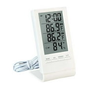 Linyer Home Office Hotel Digital Display Desktop Hygrometer Electric Temperature Humidity Meter Weather Station Clock White