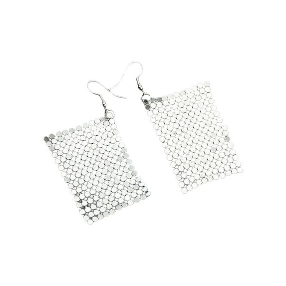 Linyer Square Sequins Earrings Exaggerated Eardrops Sparkling Tassel Drops Reusable Ears Decorations Multi-color Fashion Jewelry Silver