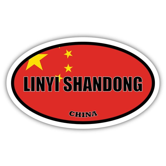 Linyi Shandong China Flag Oval Decal Vinyl Bumper Sticker 3x5 inches