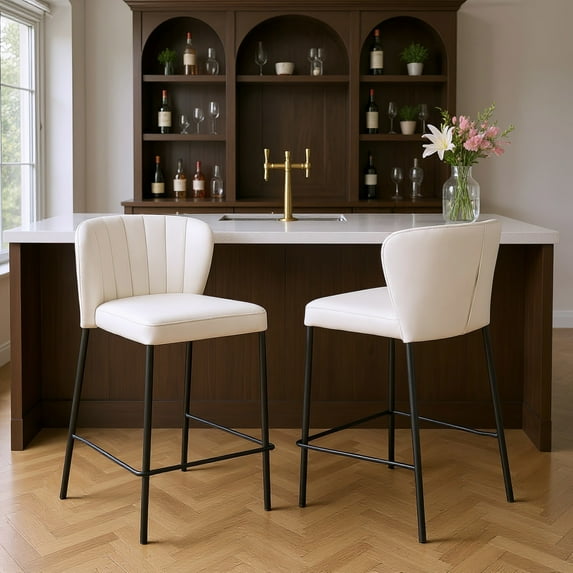 Linz Counter Stool Cream Counter Stool, Modern Style, Stackable for space saving storage, Plywood, Indoor Bar