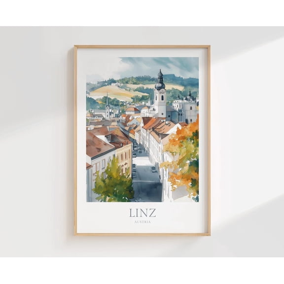 Linz Poster Austria Wall Art Home Decor Travel Danube Poster, Unframed Size 8x12