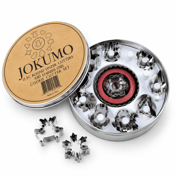 Linzer Cookie Set, 430 Stainless Steel, 12 Piece with Storage Tin