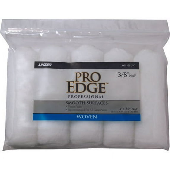 Linzer MR101-5-4 ProEdge 4 Inch 3/8 Inch Nap Pro Shed Resistant White Woven Roller Cover 5 Pack (Case of 6)