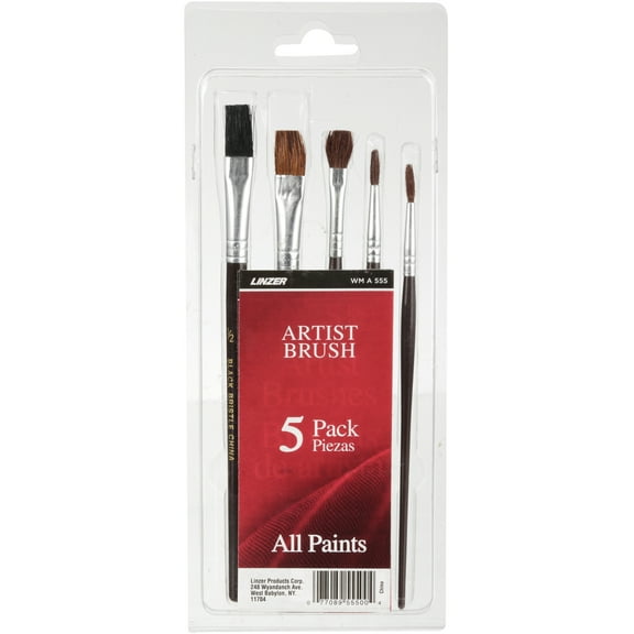 Linzer Natural Bristle Artist Paint Brush Set, 5 Piece