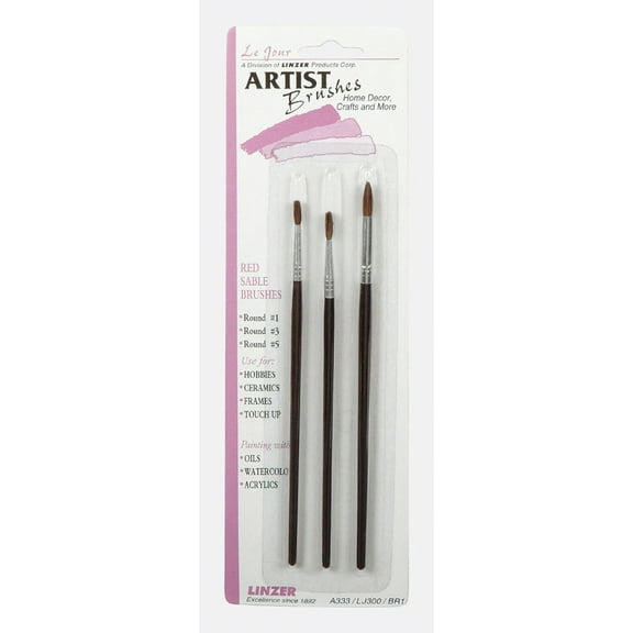Linzer A333 Round Red Sable Artist Brush Set- 3 Piece