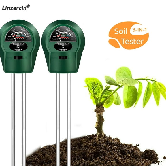 Linzercin 2 Pack Soil Meter,Plant Moisture Meter,3 in 1 Soil Moisture Light pH Tester,Soil Probe Test Kits for Indoor Outdoor Plant Care, Hydrometer for Plants, No Battery Needed