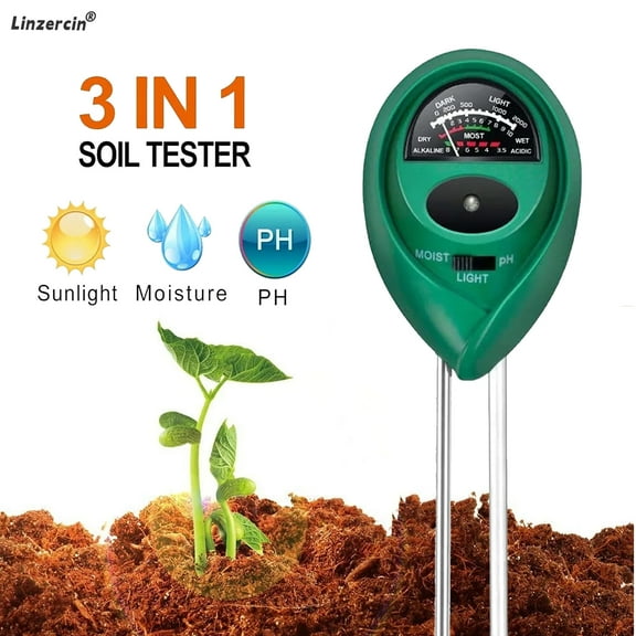 Linzercin Soil Meter,Plant Moisture Meter,3 in 1 Soil Moisture Light pH Tester,Soil Probe Test Kits for Indoor Outdoor Plant Care, Hydrometer for Plants, No Battery Needed