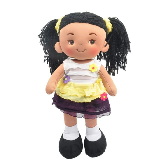 Linzy Plush 16" Yellow Aissa Rag Doll for Girls, Soft Plush Rag Doll, Sleeping Cuddle Buddy for Toddlers, Infants and Babies, Muecas de trapo para nia, First Doll for Kids, Safe for All Ages