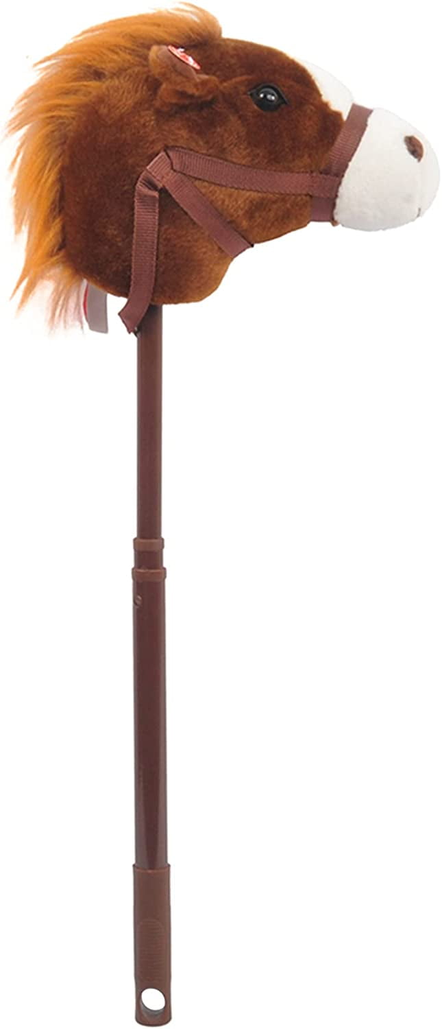 Linzy Plush 36'' Horse Riding Stick , with Galloping Sounds, Adjustable Telescopic Stick, Adjust to 3 Different Sizes, Kids of Different Ages, Dark Brown (A-20216DB)