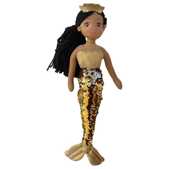 Linzy Toys Gold & Silver 18 inch Kristal Mermaid With 2-Way Sequins Plush Doll