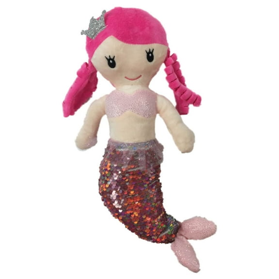 Linzy Toys Pink & Silver 14 inch Victoria Mermaid With 2-Way Sequins Plush Doll