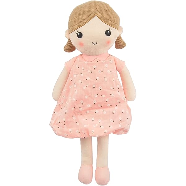 Linzy Toys, Soft Plush Light Pink Blue Emily Rag Doll for Girl, 15