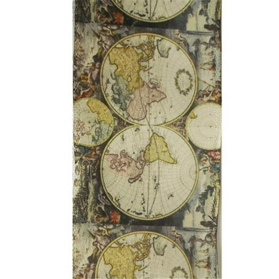 Lion 943012 2. 5 inch Wired Edge Antique Map Ribbon - 25 Yards, Multi Color - No. 40