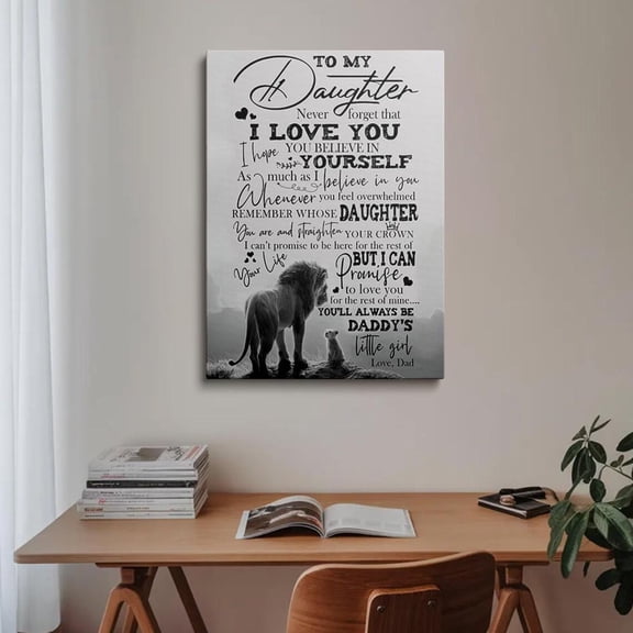 Lion And Cub Art Father Daughter Girl'S Room Home Decor, 12x18 UNFRAMED