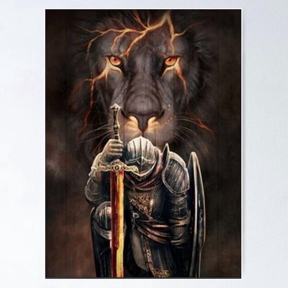 Lion And Warrior For Jesus Christ Poster, Poster Only