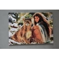 thumbnail image 1 of Lion Art Canvas, American Woman Artwork, Native Woman Poster, Native Woman And Big Cat, Indian Woman Printed, Woman And Lion Art Canvas, Canvas Wall Decor - 3P-Gold Framed, 1 of 9