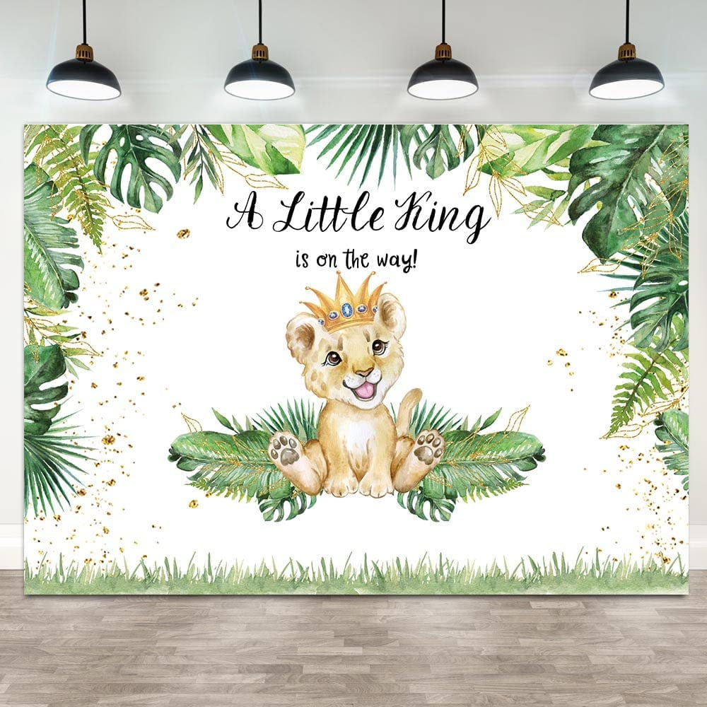 Lion Baby Shower Backdrop A Little King is On The Way Background Safari
