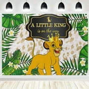 Lion Backdrop for Gender Reveal Party Supplies A Little King is On The Way Banner for Party Decorations Green Leaves Baby Shower Photo Background 6x4ft