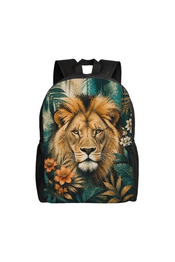 Lion Backpack Full Front Print Travel Laptop Bag for Men and Women