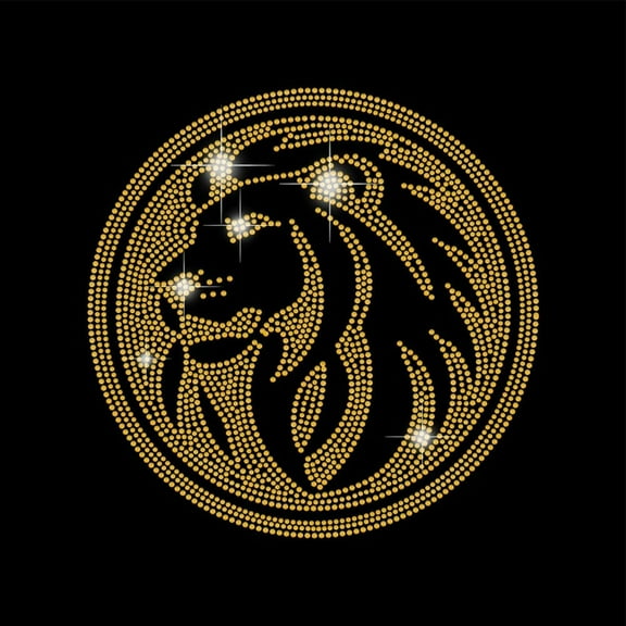 Lion Badge Iron on Rhinestones Transfer Lion Badge Heat Transfer Stickers Hotfix Rhinestone Bling Decals Patches Sticker