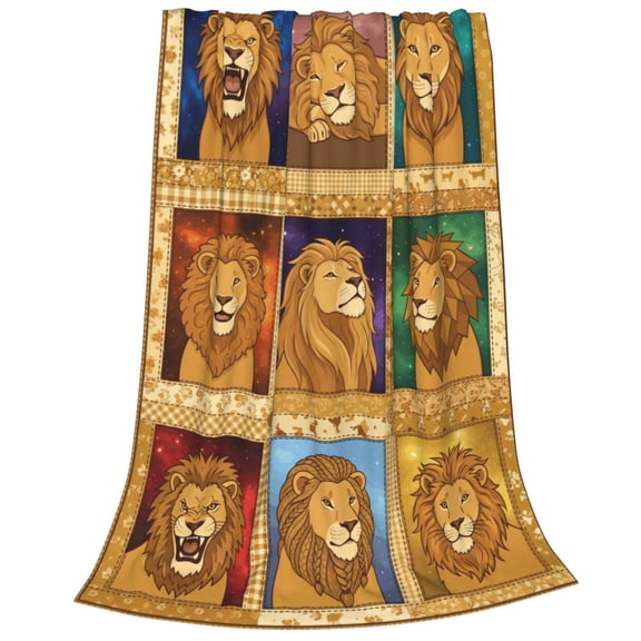 Lion Blanket, Flannel Fleece Throw Blanket, Couch Sofa Bed Home Office Travel Camping Picnic All Season Wrap Nap Lounge Piece Multi Purpose Cover Accessory 50x40