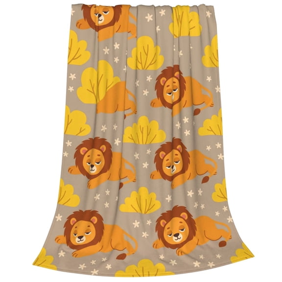 Lion Blanket, Flannel Fleece Throw Blanket, Couch Sofa Bed Home Office Travel Camping Picnic All Season Wrap Nap Lounge Piece Multi Purpose Cover Accessory 50x40
