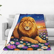 Lion Blanket, Lion Throw Blanket, Soft Warm Cozy Flannel Plush Blanket, Gifts for Men Girls Women Boys Kids and Adults 50x40
