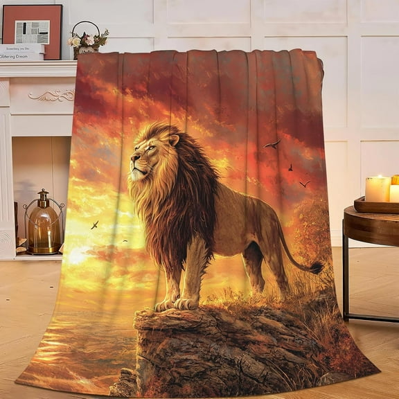 Lion Blanket Soft Cozy Lion Fleece Throw Blanket Warm Lightweight Animal Flannel Plush Bedding Stuff Decor Blankets Gifts for Lover Girls Boys Kids Women Adults Bed Travel Lion