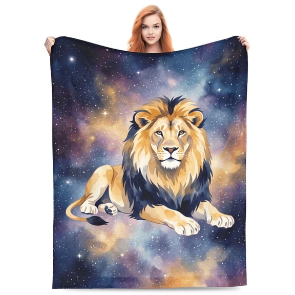 Lion Blanket, Ultra Soft Flannel Throw Blanket, Lightweight Warm Plush Blanket for Bed Couch 50x40