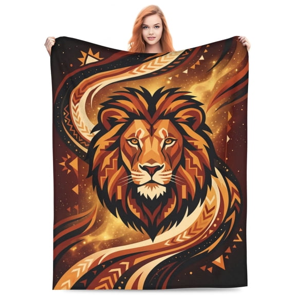 Lion Blanket, Ultra Soft Flannel Throw Blanket, Lightweight Warm Plush Blanket for Bed Couch 50x40