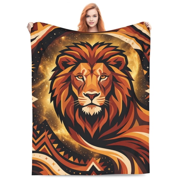 Lion Blanket, Ultra Soft Flannel Throw Blanket, Lightweight Warm Plush Blanket for Bed Couch 50x40