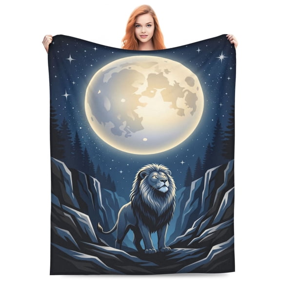 Lion Blanket with Wildlife Graphic Print, Flannel Cover Designed for Couch Sofa Bed and Home Decoration Gift 50x40