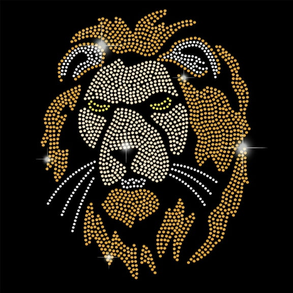 Lion Bling Iron on Rhinestone Lion Head Rhinestone Iron on Hotfix Transfer Decals Diamond Heat Transfer Template Applique Repair Transfer Bling DIY Designs Multi-color