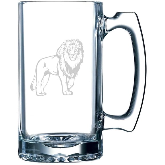 Lion Body Zoo Animal Themed Etched 25oz Beer Mug