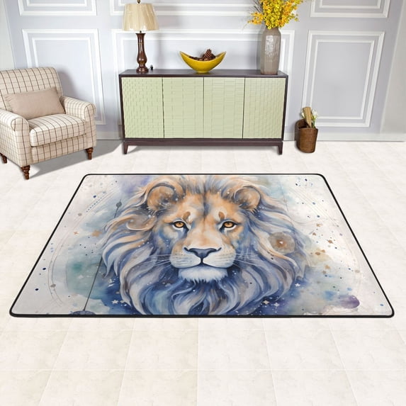 Lion Boho Area Floor Mats Soft Large Nursery Rugs Non-Slip Foam Carpets Living Room Doormat for Bedroom Dinning Decor 36" x 24"